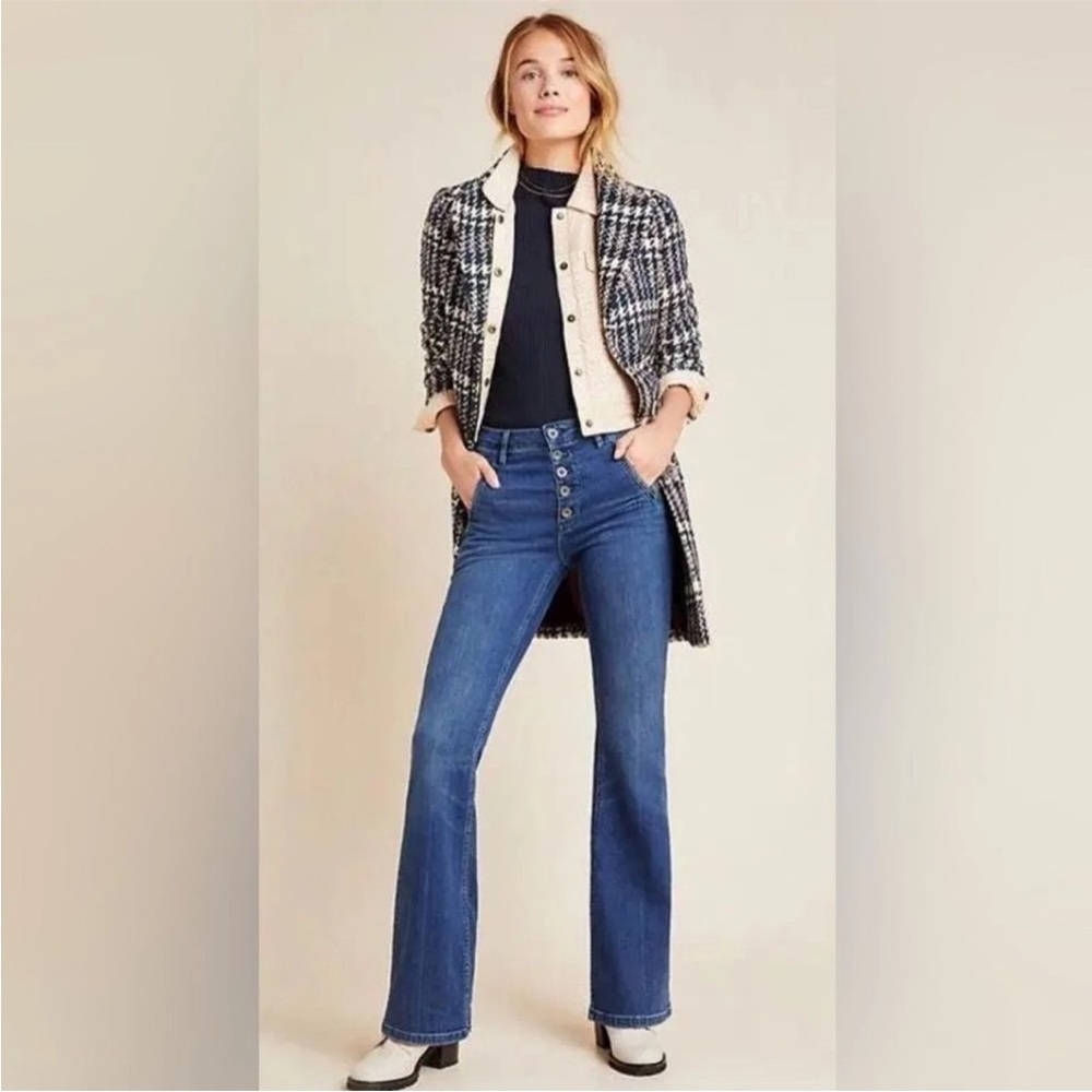 Anthropologie Pilcro High-Rise Trouser Flare Bell Bottom Western Jeans Denim 27